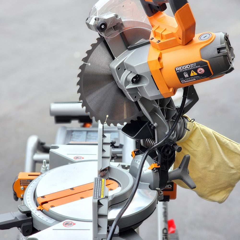 15 Amp 10 in. Corded Dual Bevel Miter Saw with LED Cut Line Indicator with Stand (R4113) 15 Amp 10 in. Corded Dual Bevel Miter Saw with LED Cut Line Indicator with Stand (R4113)